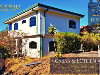 PROPIEDAD CON 4 CASAS & 1 LOTE EN VENTA POR VIAJE SANTA BÁRBARA, HEREDIA #40404ab